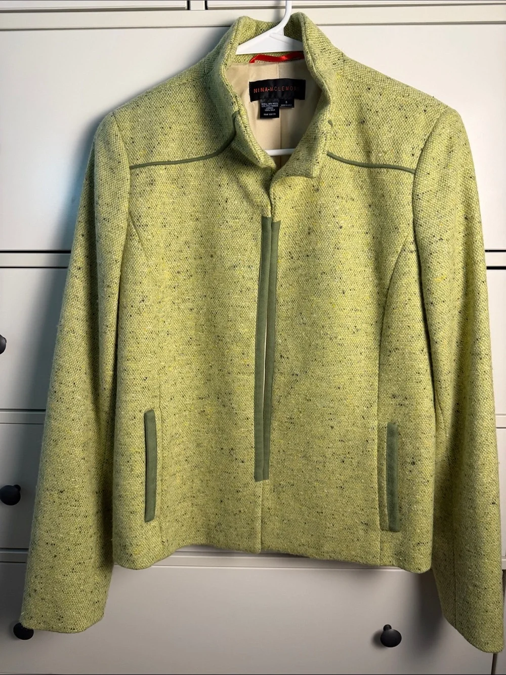 Nina Mclemore Set- Lime Green Tweed Blazer and 100% Silk Matching Top